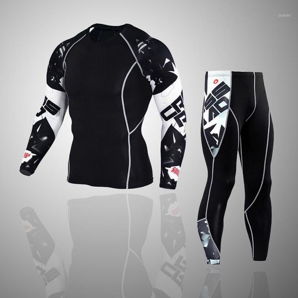 Herren-Trainingsanzüge 2021 MMA Kompression Herren Langarm-T-Shirts Union Suit Rashgard Kit Kleidung Tops T-Shirts 1