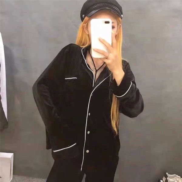 

leopard print velvet pajamas 2021 new black white women luxury sleepwear winter white long sleeve velvet women home pajamas designer #789009, Black;red