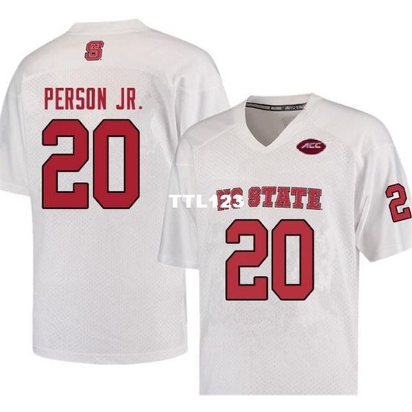 

3421 nc state wolfpack ricky person jr. #20 real full embroidery college jersey size s-4xl or custom any name or number jersey, Black