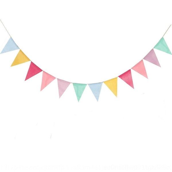

dg5yb imitation 6 wedding12-piece triangle european-style linen color color decoration party colored flag imitation linen flag otzhq