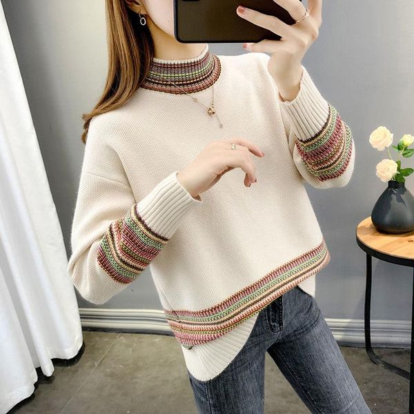 

sweater women korean version 2021 new women's long-sleeved knitted pullovers luxury big fashion slim loose woolen round neck, White;black