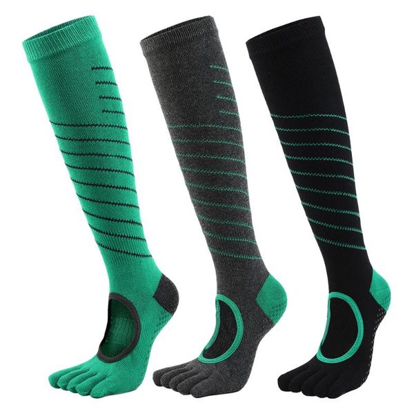 

sports socks five toe sleeve anti slip yoga for women cotton ballet dance non grip, Black