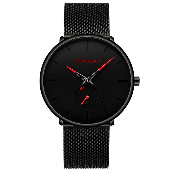 

2020 crrju fashion mens watches brand luxury quartz watch men casual slim mesh steel waterproof sport watch erkek saatler, Slivery;brown