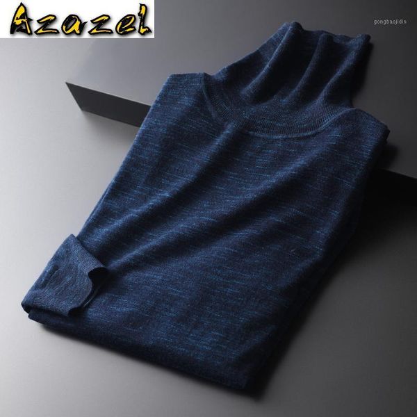 

azazel 100% wool sweater men luxury flower yarn fabric turtleneck mens sweaters autumn winter slim sweater male plus size 4xl1, White;black
