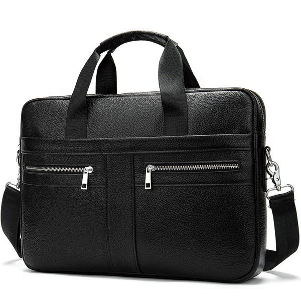 

men briefcase bag business cow leather shoulder messenger bags office handbag male lapbag