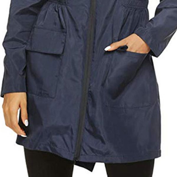 

women zipper hooded raincoat waterproof quick-drying breathable windproof long coat ser88, Black;brown
