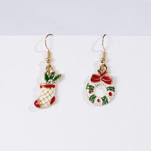 

rinhoo santa claus рождественские серьги серьги асимметричный снеговик оленей колокол рождественская елка падение серьги xmas новый год пода, Golden