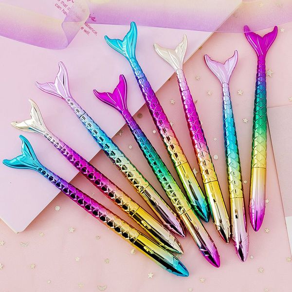 

fashion kawaii colorful mermaid pens student writing gift novelty mermaid ballpoint pen stationery school office supplies, Blue;orange
