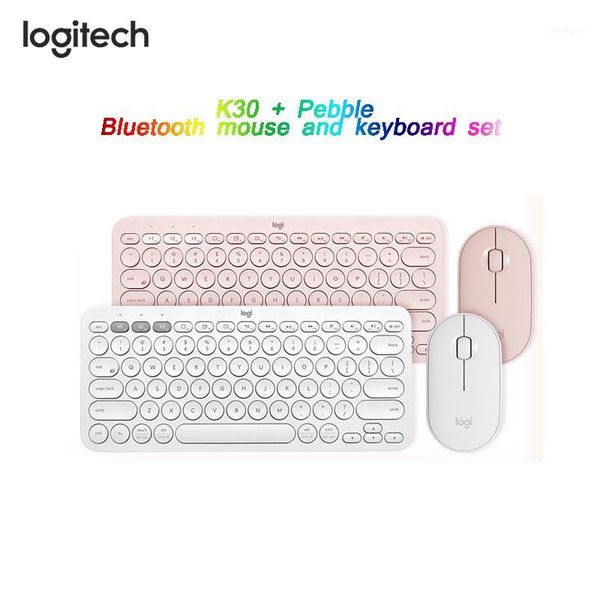 

mice k380 wireless bluetooth keyboard and mouse set mute black + pebble black1