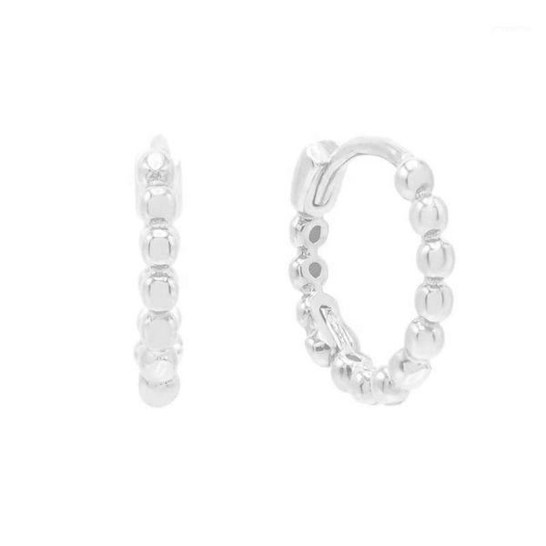 

lozrunve turkish jewelry fashion mini bead huggie earring 925 silver hoop earring1, Golden;silver