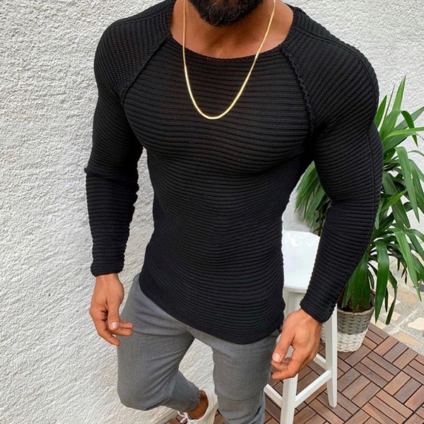 

2021 new men's sweaters casual knitted pullovers soild color sweater slim fit long sleeve knitwear male round neck new autumn winter 8d, White;black