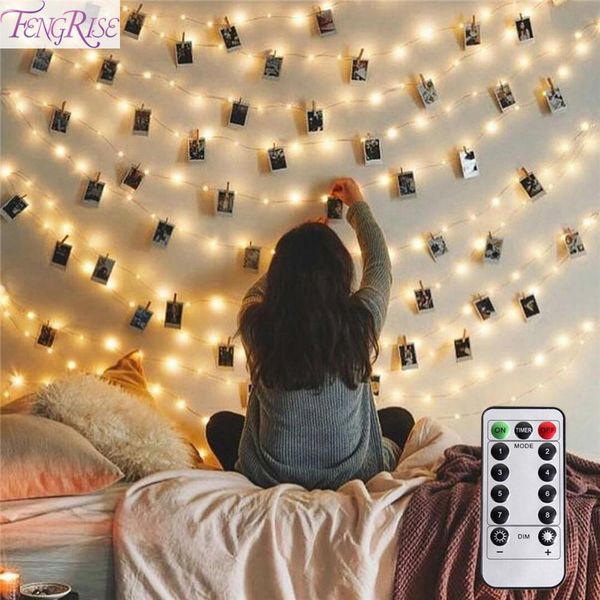 

fengrise 20/50/100 led p clip string lights romantic wedding decoration christmas ornaments for home birthday party supplies