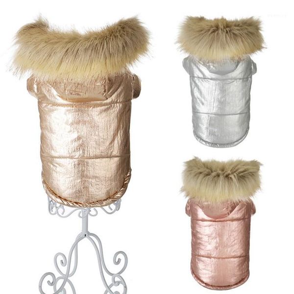 

dog cotton clothes glossy waterproof big fur collar dog jacket thick warm soft comfortable durable fashionable pet clothes1