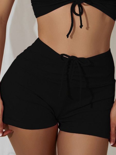 

plain drawstring front bikini bottom f7za#, White;black