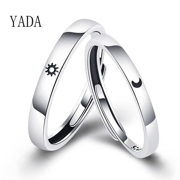 

яда подарки регулируемое simple открытие sun moon кольца для menwomen любители пары обручальное кольцо свадебные кольца ювелирных изделий rg, Silver