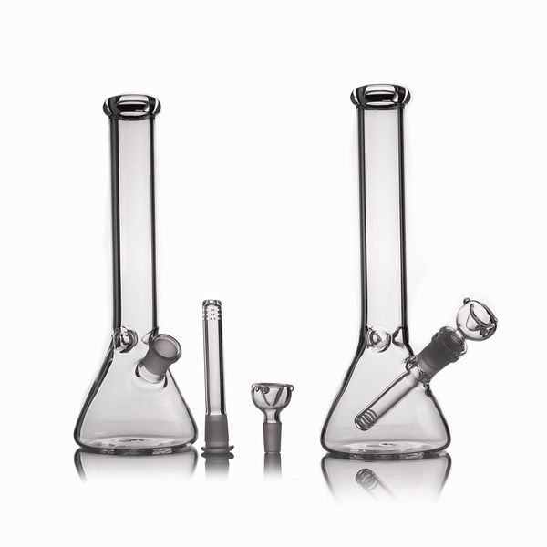 Beaker Hookahs Glasbong 11 Zoll Einfache Bongs mit Eisfänger Dicke Basis-Wasserpfeifen für Downstem- und Bowl-Rauchzubehör