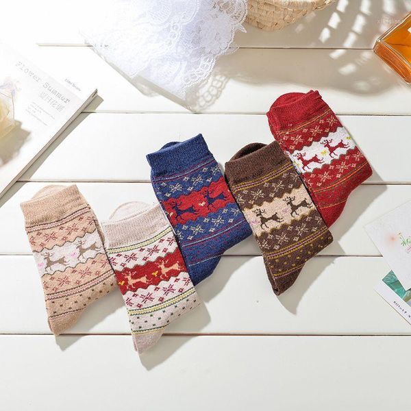 

2020 lady girl new xmas christmas snow fake deer design womens warm wool socks gifts comfortable breathable, Black;white
