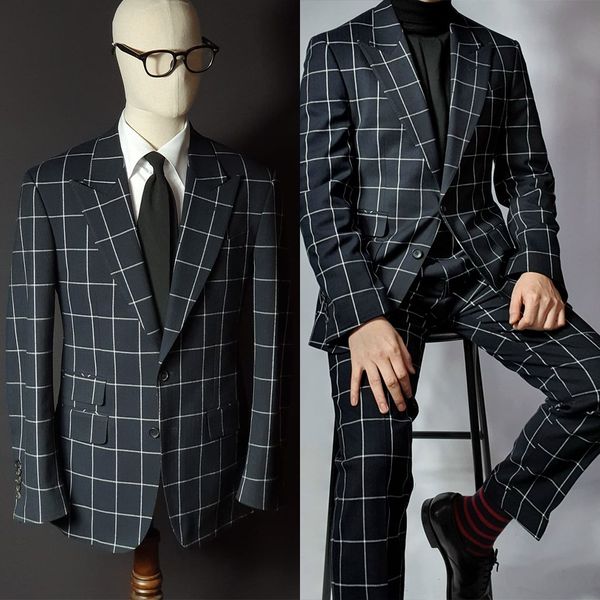 

the latest wedding suits woolen coat two-pieces suit jacket and pants tuxedo shawl lapel slim formal party dance suit custom, Black;gray