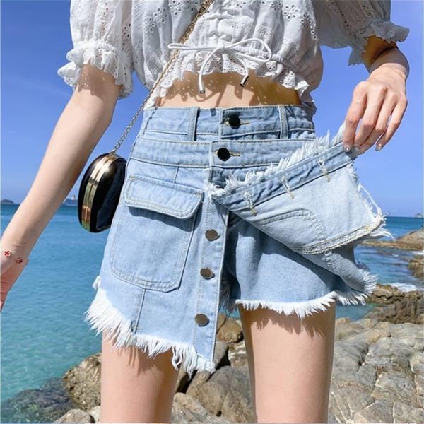 

summer denim high waist patchwork skirt shorts women oversize s-5xl 4xl 5xl big plus size short jeans womens clothing y200822, White;black