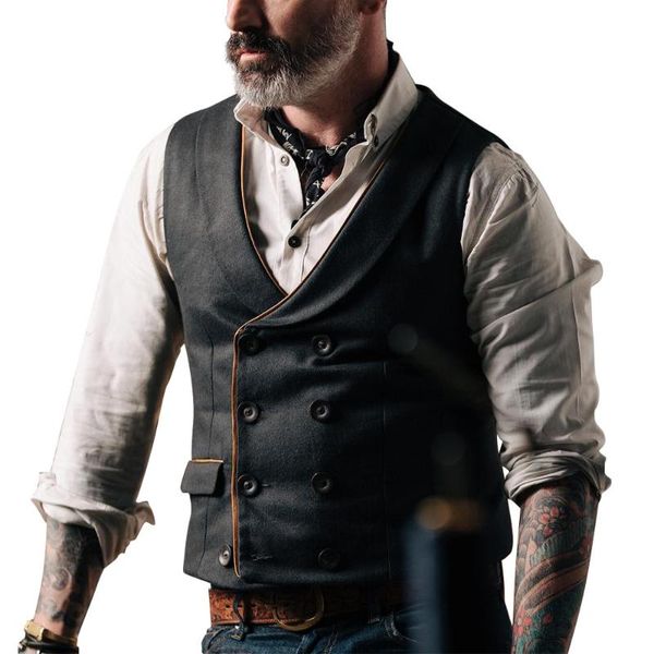 

men jacket vests turn-down collar men's clothing pocket sleeveless slim coat vest men black vests, Black;white