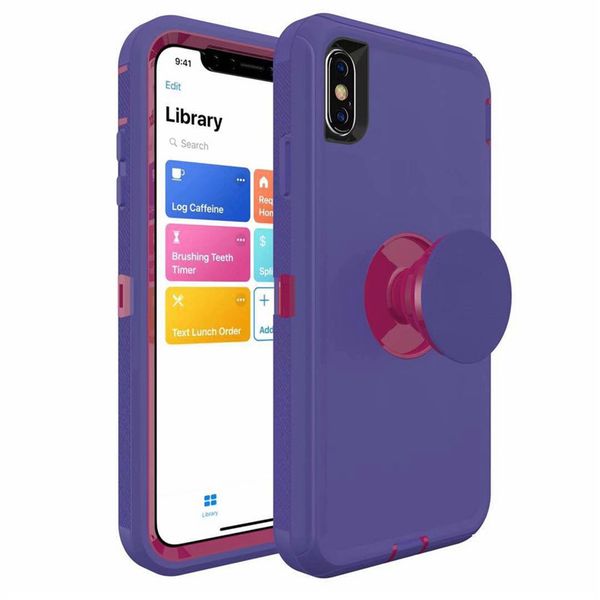 

anti-fall airbag defender holder cell phone cases built kickstand 3 in 1 shockproof protector for iphone 14 13 12 11 pro max xr x xs 7 8 6s