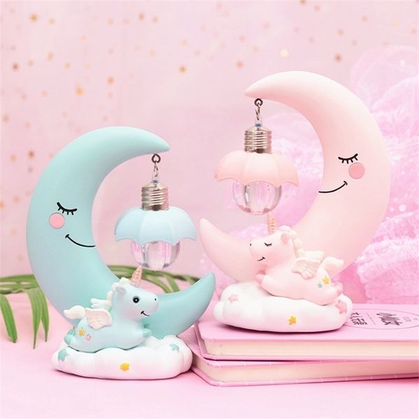 

a-ins unicorn moon ornaments night lights - kids gifts baby girls bedroom home decor small table desk lamp decorative