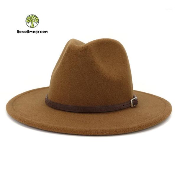 

selling woolen felt jazz panama fedora hat men women all-match wide brim camel hat wholesale1, Blue;gray