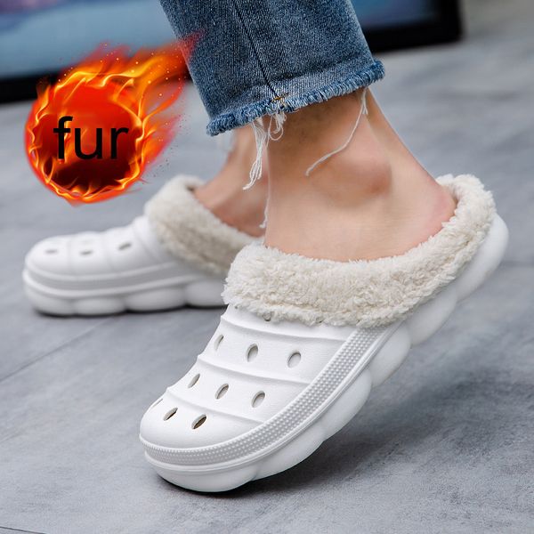 

36~45 winter women's home clogs indoor fur warm slippers sandals for women new fashion footwear flip flops mule slides x1020, Black