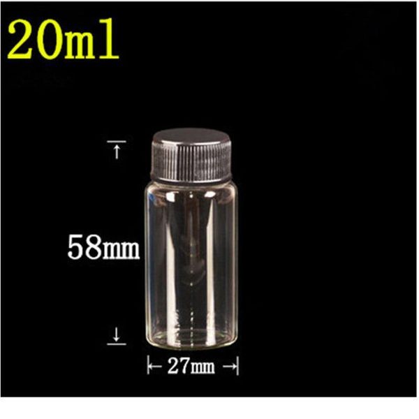 

27*58*14mm 20ml glass bottles with plastic lid transparent empty glass gift bottles jars black cap 5 jllvcu