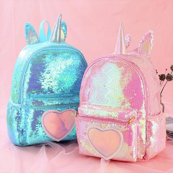 

2020 sequins backpack women girl school bags for teenage girls backpack cute unicorn mochila mujer kids sac a dos bagpack pink