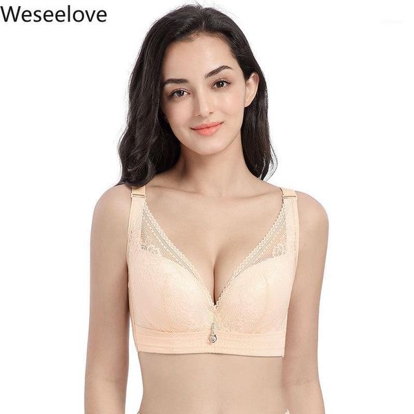 

weseelove summer and autumn bra plus size women soutien gorge push up soft steel popped breathable gather underwear x30-11, Red;black