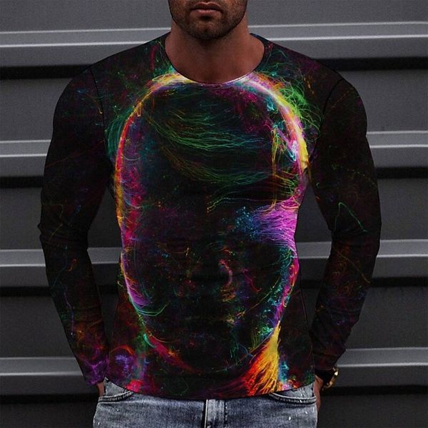 

men's tee t shirt 3d print graphic round neck casual daily print long sleeve fashion designer comfortable big and tall black c64q#, White;black