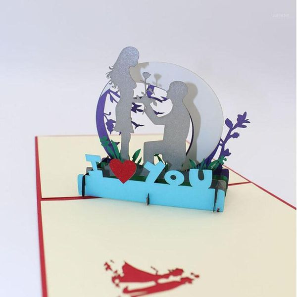 

3d handmade valentine's day boy show love man propose paper invitation greeting cards with envelope creative gift1