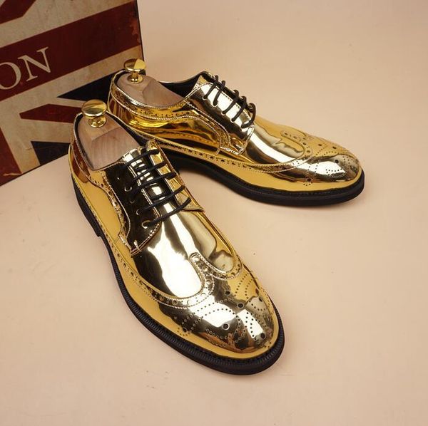 

lace-up pointed toes men's dress shoes carved gold height increasing shoes new imitate genuine leather men oxford fashion, Black