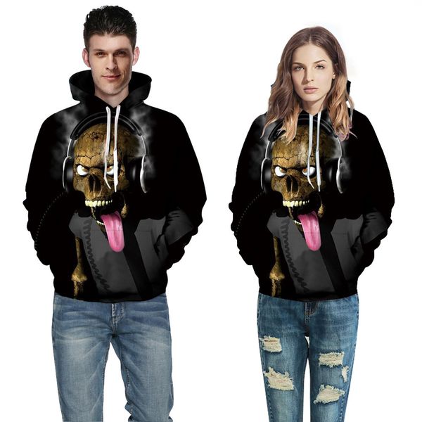 

new european and american patriots football team 3d digital printing tide men's hooded sweater, Black