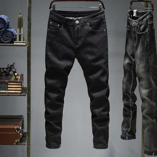 

large size jeans men slim straight black summer regular fit casual elastic pants men's clothing trousers male jeans streetwear1, Blue