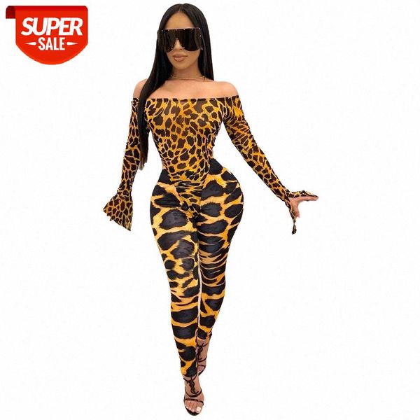 

artsu leopard bodycon bodysuits long sleeve off shoulder long jumpsuits women harajuku sleeve jumpsuit autumn ju28013 #uh9f, Black;white
