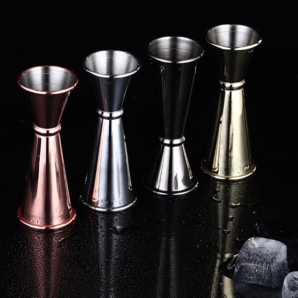 Bicchiere da vino a doppia testa in acciaio inossidabile Bicchiere da oncia Bicchiere da vino Dispositivo per la misurazione del vino Cocktail Barista Oro nero Rame Galvanotecnica Colore XG0308