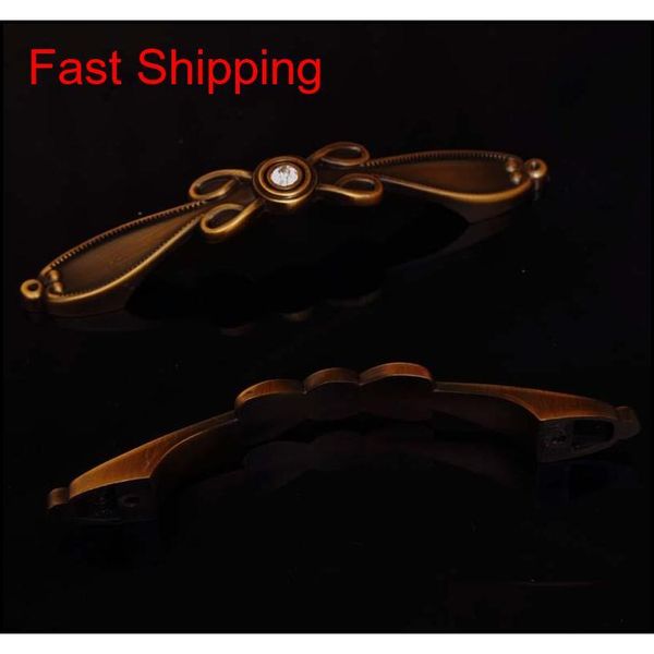 

96mm 128mm vinatge fashion rhinestone furniture decoration handles yellow antique brass kitchen cabinet dres qylsri sports2010
