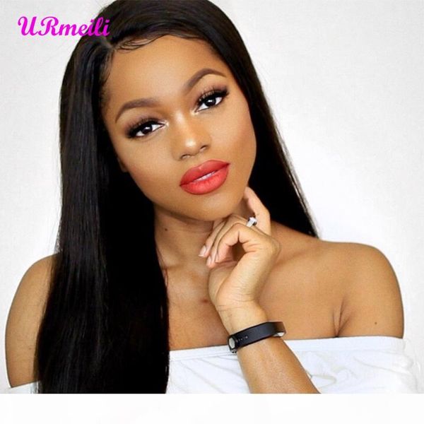 

straight lace front human hair wigs for women brazilian remy hair wig bleached knots pre plucked hairline with baby hair lace front wig, Black;brown