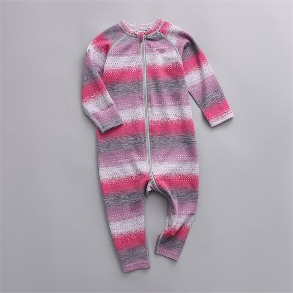 

100% merino wool baby romper thermal baby girl boy clothes long sleeve with zipper 1 to 3 years old 1021, Blue