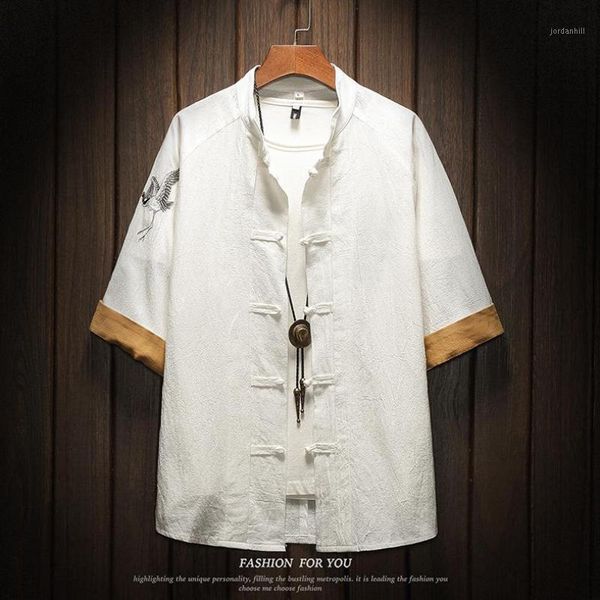 

men linen shirt streetwear short sleeve 2020 summer harajuku vintage kimono shirts black white fashion men clothes xxxxxl1, White;black