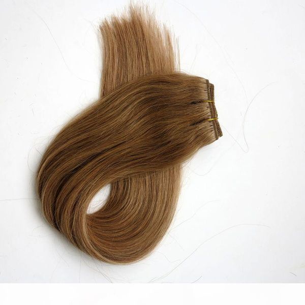 

100% human hair wefts 100g 20inch #14 dark golden blonde straight hair bundles tangle brazilian indian hair extensions, Black