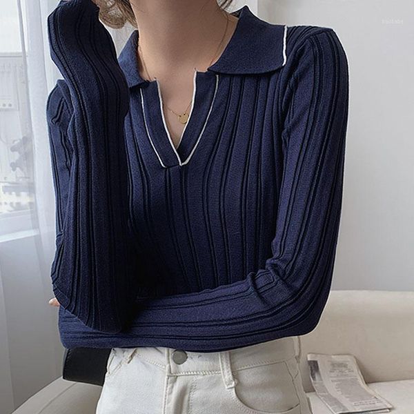 

women's turtleneck winter fashion 2020 sweaters thick warm pullover oversized knitwear korean v-neck solid black blue 08481, White;black