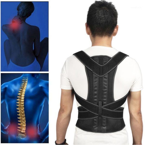 

waist support posture corrector back brace shoulder clavicle trainer for pain relief adjustable slouching hunching belt1, Black;gray