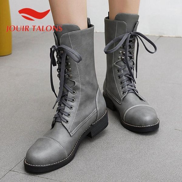

boots jouir talons big size 43 women shoes vintage round toe cross-tied zipper ankle short plush low heels boots1, Black