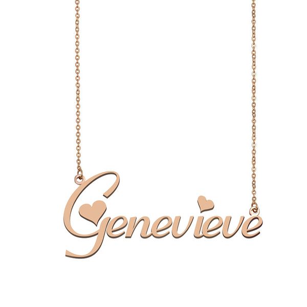 

genevieve custom name necklace personalized pendant for men boys birthday gift friends jewelry 18k gold plated stainless steel, Silver