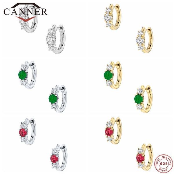 

hoop & huggie canner real 925 sterling silver earrings for women colorful zircon piercing earring small earings jewelry pendientes, Golden;silver