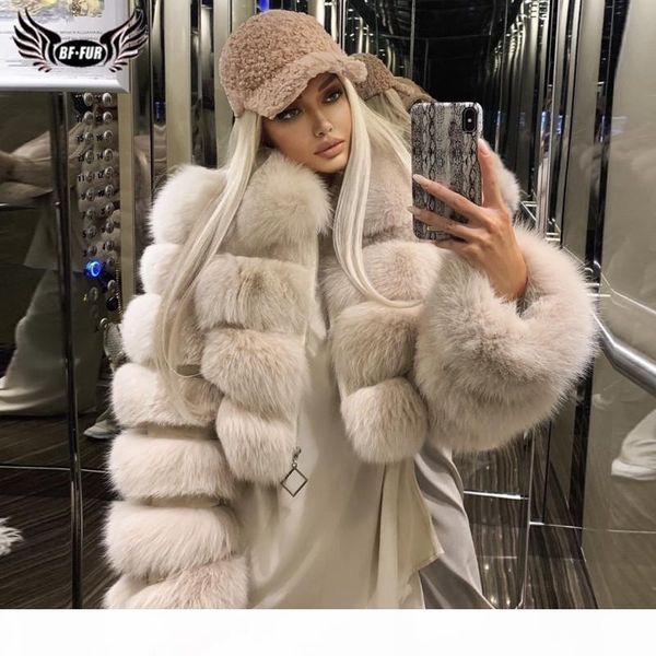 

bffur short real fox fur coats women 2020 winter fashion natural whole skin genuine fox fur jackets with fur collar overcoats cx200825, Black