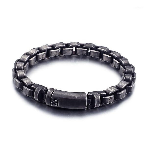 

8.66 inch (22cm) casting pure stainless steel vintage black tone box bracelet bangle for men women fashion gifts1